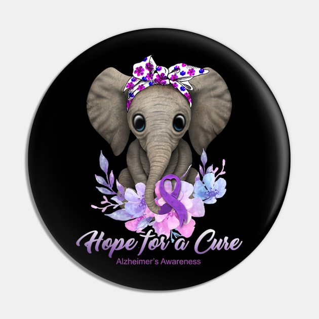 Hope for a Cure Flower Elephant Alzheimer's Awareness Pin by jordanfaulkner02