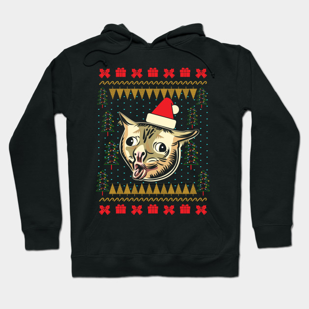 Coughing Cat Meme Ugly Christmas Sweater Coughing Cat Hoodie