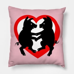 Dancing Pigs in Love Pillow