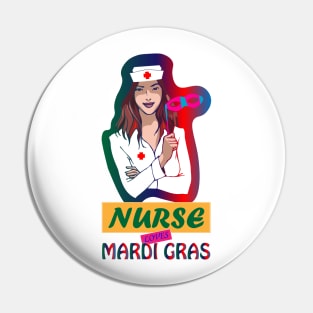 Nurse Loves Mardi Gras Colorful Pin