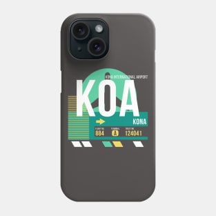 Kona (KOA) Hawaii Airport // Retro Sunset Baggage Tag Phone Case