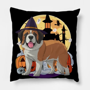 St. Bernard Happy Halloween Pumpkin Pillow