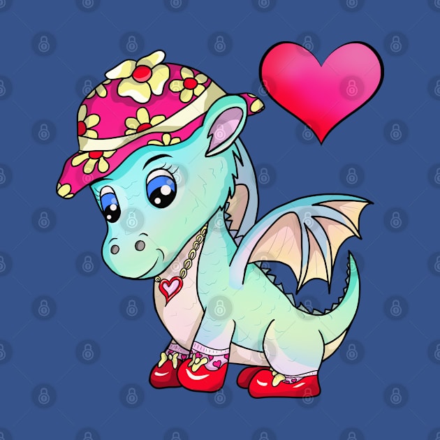 Lovely Pink Hat on a Sweet Dragon, with a Heart by cuisinecat