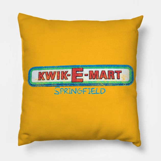 Kwik E Mart, distressed Pillow by hauntedjack