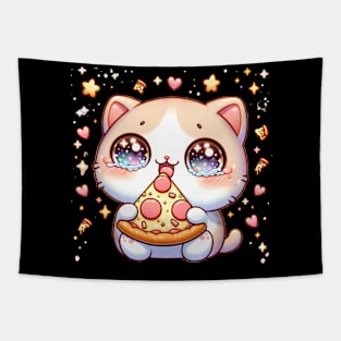 Cute kawaii with Pizza, Funny Pizza lover Tapestry