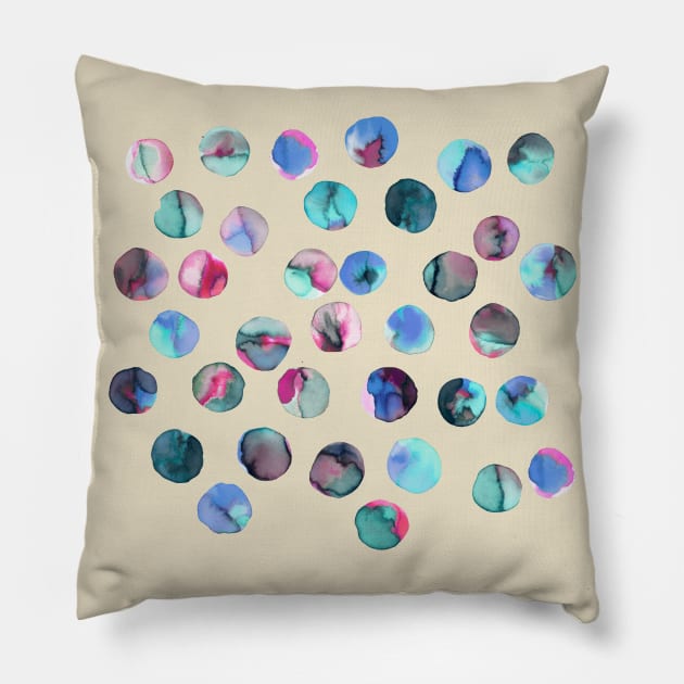 Colorful Ink Dots Pink blue navy Pillow by ninoladesign