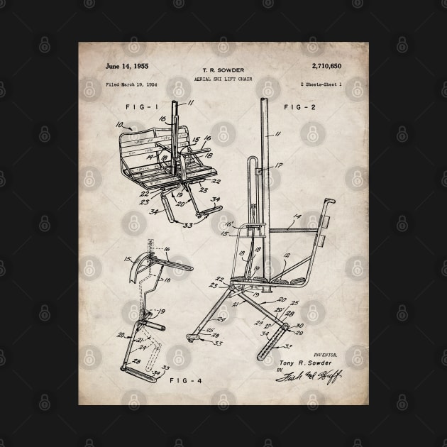 Skiing Patent - Ski Chalet Ski Fan Art - Antique by patentpress