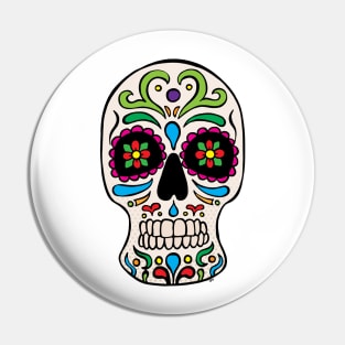 Sugar Skull - White Pin