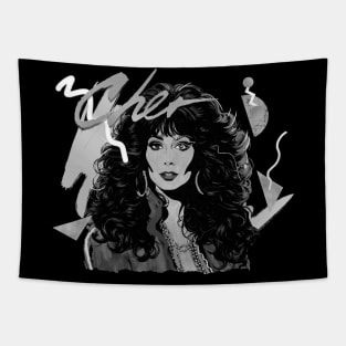 CHER 80S RETRO STYLE BLACK AND WHITE Tapestry