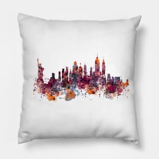 New York skyline watercolor Pillow