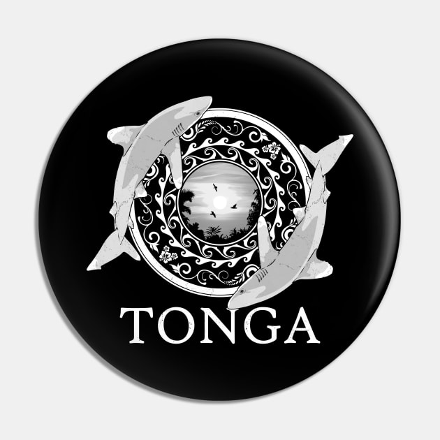 Oceanic Whitetip Sharks Tonga Pride Pin by NicGrayTees