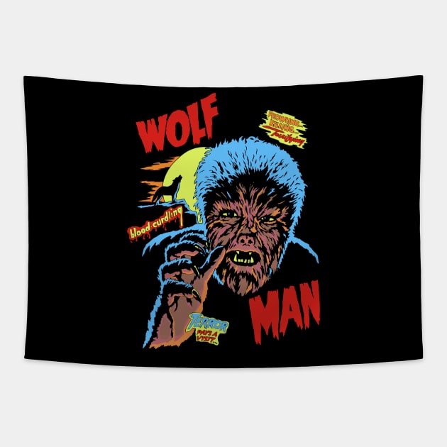 wolf man vintage movie Tapestry by Brunocoffee.id