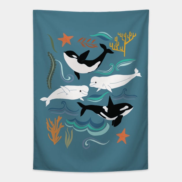 Canadian Whale Watching Tapestry by tangerinetane