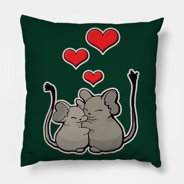 Degus Hug Hearts Pillow by Mystical_Illusion