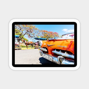 Orange Car In Cuba Magnet