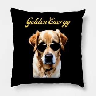 Funny Golden Retriever in Sunglasses Pillow