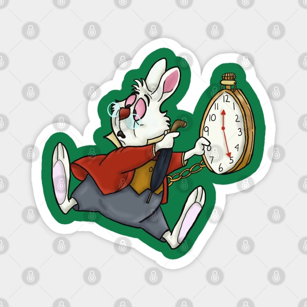 I'm Late, I'm Late! Magnet by tesiamarieart
