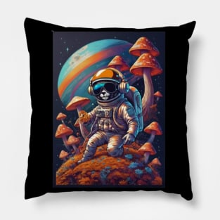 Techno Astronaut T-Shirt - Techno Organism - Catsondrugs.com - Techno, rave, edm, festival, techno, trippy, music, 90s rave, psychedelic, party, trance, rave music, rave krispies, rave flyer Pillow