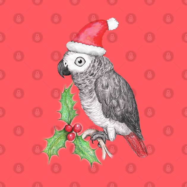 Christmas African grey parrot by Bwiselizzy