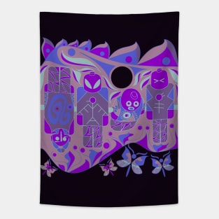 purple aztec alien brick in soccer toy ecopop Tapestry