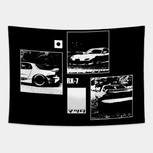 MAZDA RX-7 FD Black 'N White Archive (Black Version) Tapestry