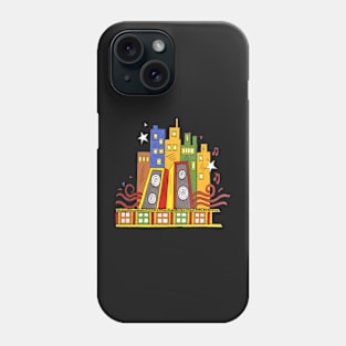 colourful buildings, indian style, phad painting, handmade Phone Case