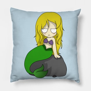 not really happy mermaid Pillow