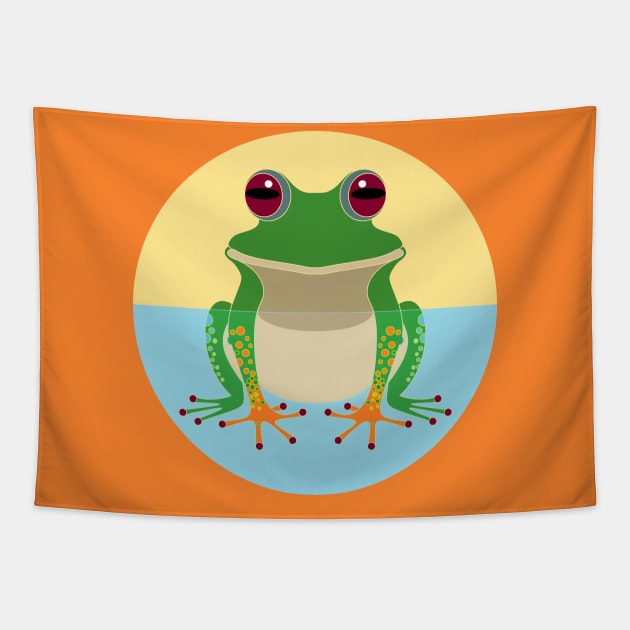 Frog in Outdoor Bath Tapestry by JeanGregoryEvans1