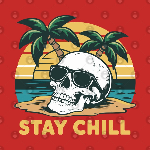 Stay Chill Retro Sunglasses Sunset Skull Design by TF Brands