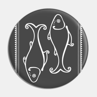 folk fish line art Pin