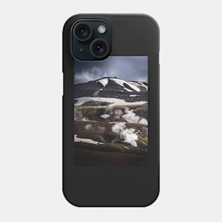 Mountains seen on Laugavegur Hiking Trail with Steamy River in Iceland Phone Case