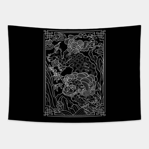 Chinese Foo Dog Tapestry by Don Chuck Carvalho