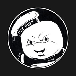 STAY PUFT MARSHMALLOW MAN - Ghostbusters (Circle Black and White) T-Shirt