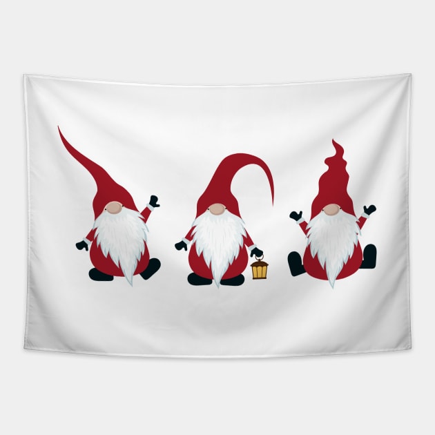 3 Little Christmas Gnomes Tapestry by Novelty-art