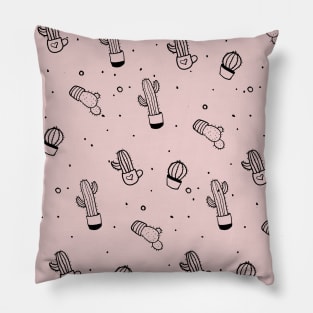 Cactus Pattern Black and pink Pillow