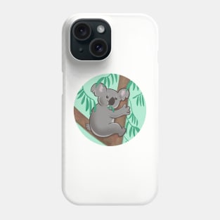 Cute koala nomming on leaves illustration Phone Case