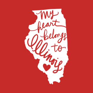 My Heart Belongs To Illinois State Pride Calligraphy T-Shirt