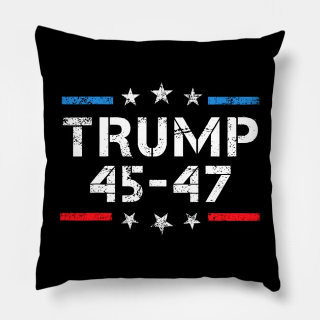 45 47 Trump 2024 American Flag Pillow by Emily Ava 1