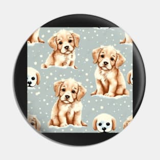 Pups on snow - seamless pattern Pin