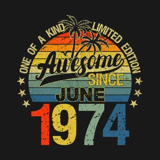 Vintage 48 Years Old June 1974 Decorations 48th Birthday T-Shirt