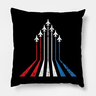 American Flag USA Airplane Jet Fighter 4th of July Patriotic Vintage Pillow