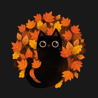 Cat and Autumn leaves! T-Shirt