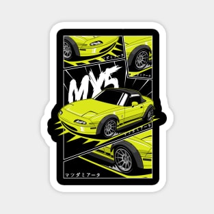 Yellow miata jdm manga style Magnet