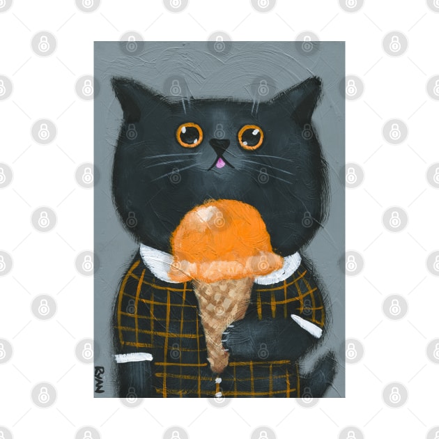 Cat With Pumpkin Ice Cream by KilkennyCat Art