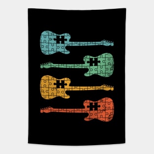 T-Style Electric Guitar Puzzle Cool Retro Colors Tapestry