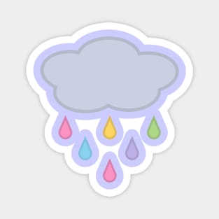 Raining Rainbow Raindrop Rain Cloud in Purple Magnet