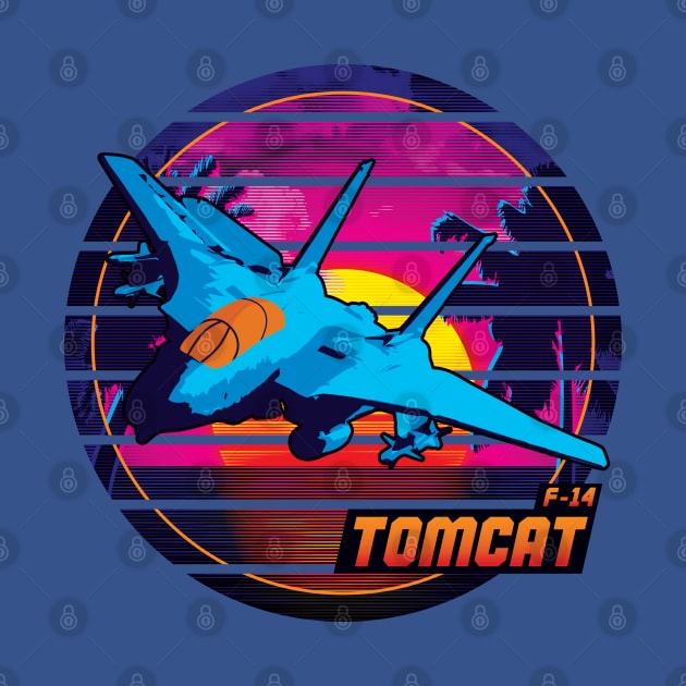 Neon Retro F-14 Tomcat by patrickkingart