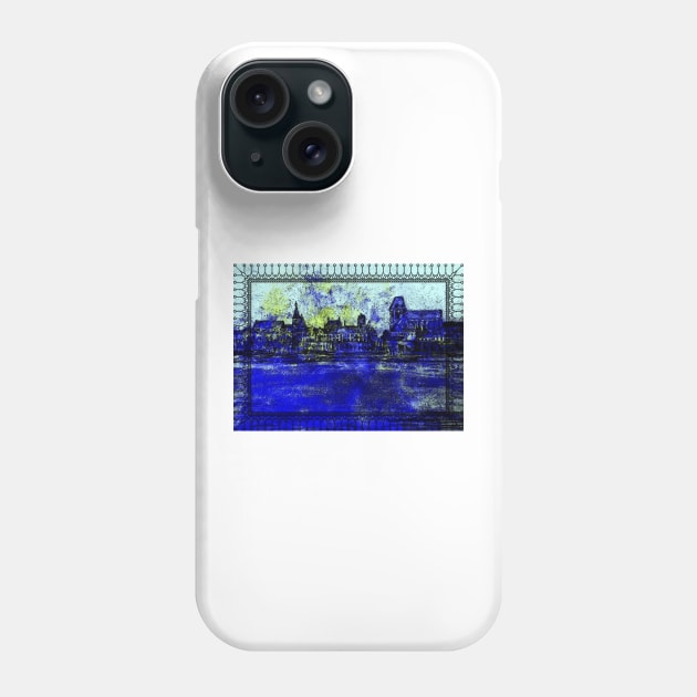 Blue City Framed Phone Case by Marsal