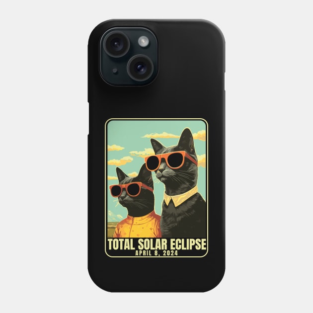 2024 Total Solar Eclipse April 8 Eclipse Watching Cats Phone Case by Apocatnipse Meow