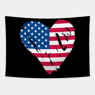 Heart Shape USA American Flag Patriot Tapestry